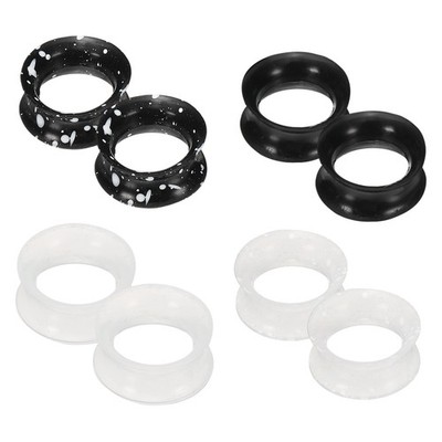 8pcs 5/8'' Flared Silicone Ear Gauge, White,Black,Clear