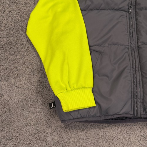 Jordan Puffer Jacket Boys Small 8-10 Hooded Spellout Youth Neon Basketball - Picture 3 of 15