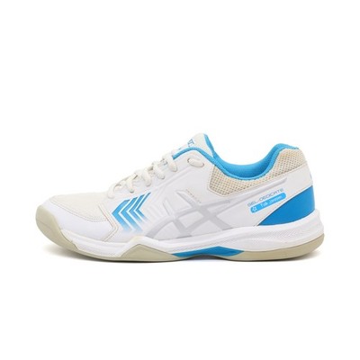 ASICS Damen Gel-Dedicate Hallenschuhe Weiß/Blau Top Sportschuhe EU 41.5