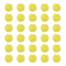 30Pcs Fluffy Soft Faux Fur Pom Poms for Hats with Elastic Loop, Yellow