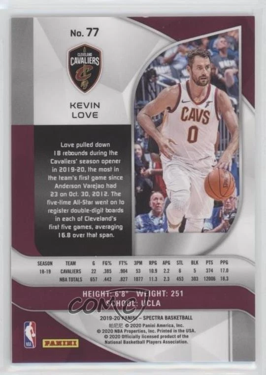 2019-20 Panini Spectra Kevin Love #77 - Image 2 of 2
