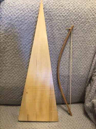 Wood zither/ bow psalters string instrument, natural finish, with bow ...