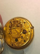 Antique 57mm Verge Fusee Pocket Watch by A. Hollisone in Silver Pair Case