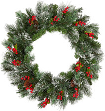 National Tree Company 24In Pre-Lit Wintry Pine Artificial Christmas Wreath