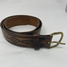 Vintage Tooled Leather Belt Men s Sz 36 Waist Mexico Western Brown