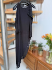 Halston Heritage Silk Asymmetrical Drape Top with beading - Size US10 - UK10-12