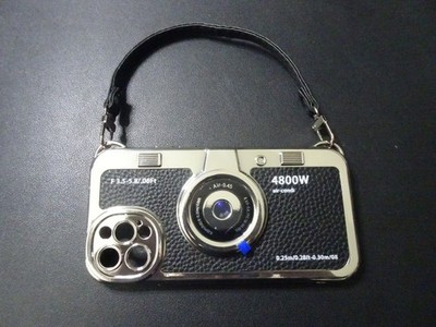 iPHONE 12-Pro Case 3D Camera w/ Faux Leather Strap, Pick from List