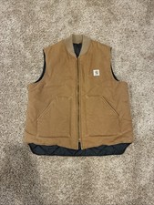 Vintage Carhartt Men's Arctic-Quilt Lined Duck Vest - Brown Size 2XL