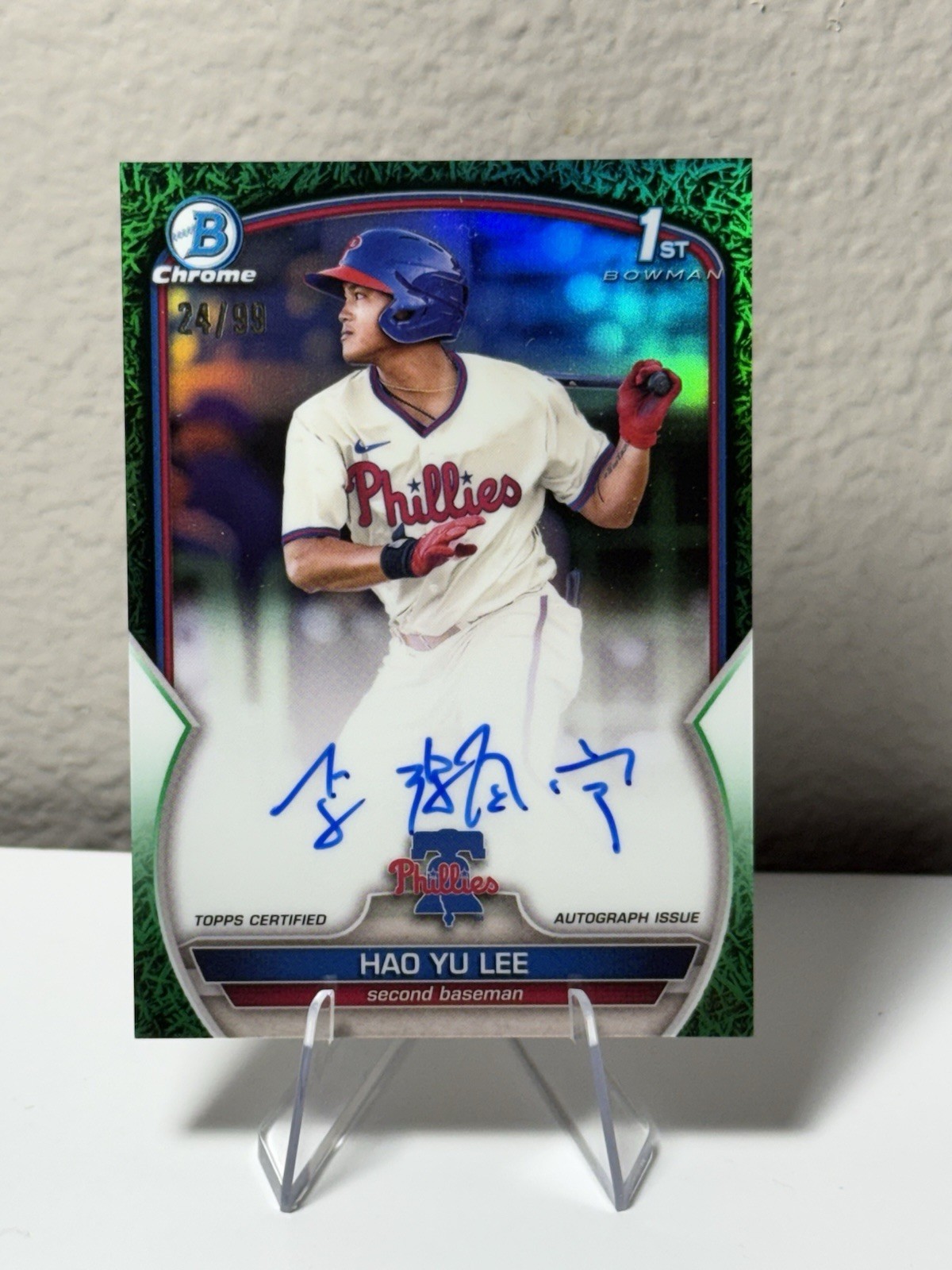 2023 Bowman Chrome Prospect Green Grass Refractor auto 24/99 Hao-Yu Lee #CPA-HL