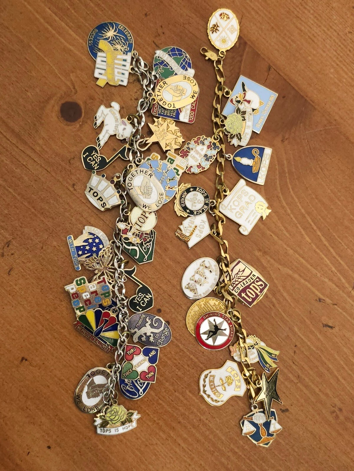 VTG 1980's KOPS TOPS Bracelets 41 Charms Kops Pledge Charm US Patent