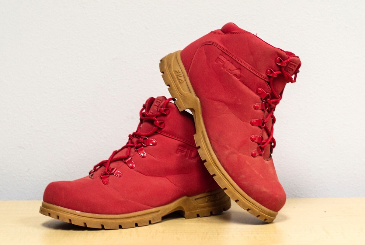 FILA Diviner Hiking/ Work Leather Boot men size 12 Gum Brown/ Red 1HM00037-936