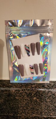  10 piece acrylic nail kit with mini buffer hand design real acrylic nails   
