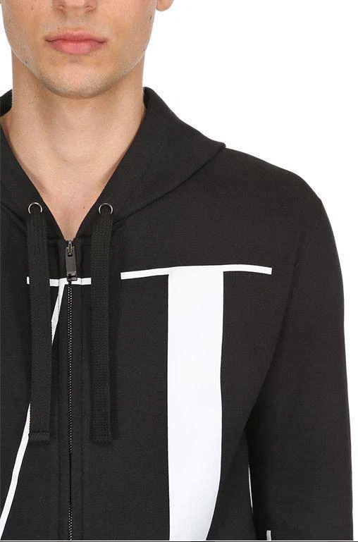 NUOVA GIACCA CON CAPPUCCIO UOMO VALENTINO NERO COTONE VLTN LOGO CON CERNIERA M MEDIUM