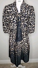 Vince Camuto Leopard Print Ombre Tie Front Midi Shirt Dress Size 8