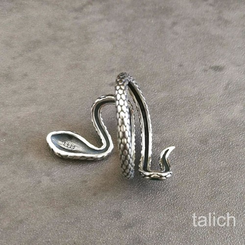 925 Sterling Silber Grün Emaille Schlange Schlange Ring Verstellbar Unikat Gothic - Bild 7 von 7