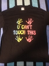 U Can't Touch This vtg MC HAMMER Black L 42" T Shirt 3d puffed raised letter NOS