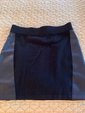 Rag  Bone Black Leather and Wool Knit Skirt