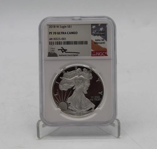2018-W American Silver Eagle NGC PF 70 Ultra Cameo Mercanti Hand Signed *Look*