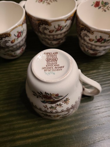 Copeland Spode " AVIARY" Set Of 4 Tea / Coffee Cups - Picture 8 of 12