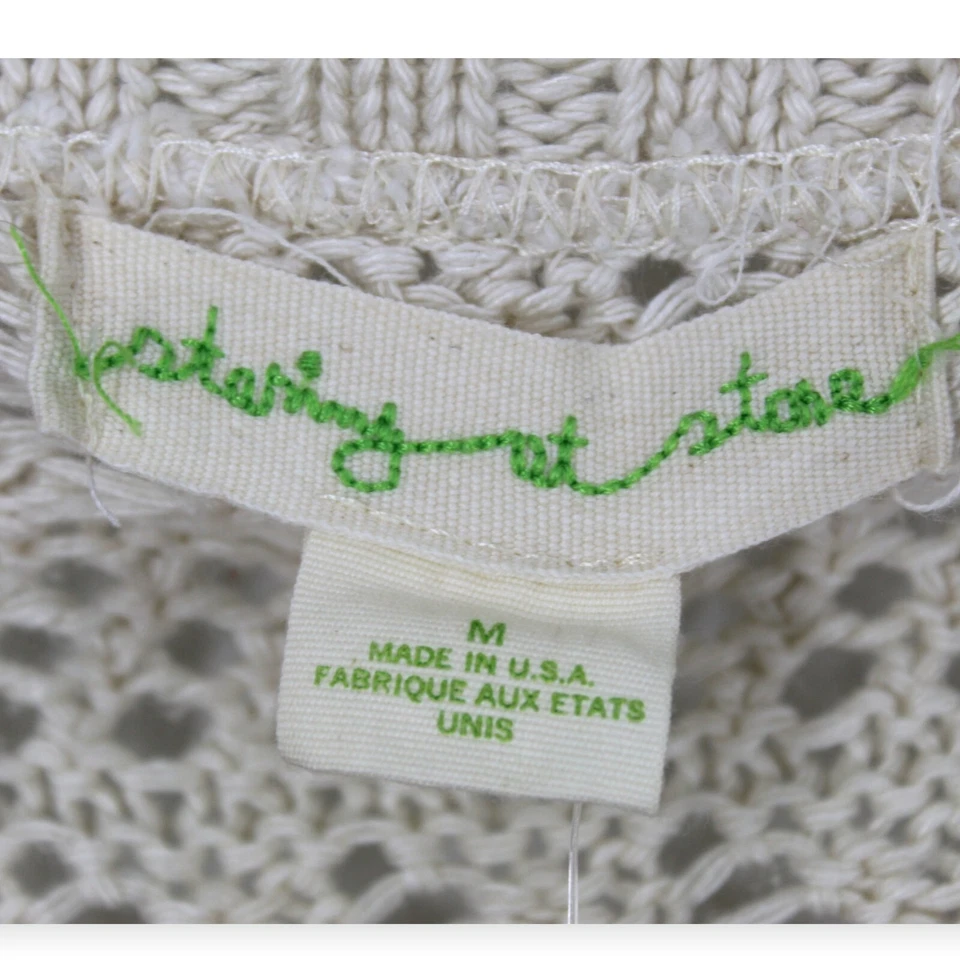 Cárdigan Staring At Stars Crema Crochet Frente Abierto Manga Corta Mediano Foto 2 de 4