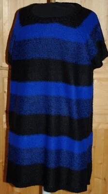 Blancheporte Très long pull tunique rayé bleu & noir manches courtes t 46/48 - Photo 1/3