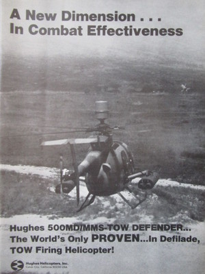 11/1982 PUB HUGHES 500MD DEFENDER MAST MOUNTED SIGHT TOW MISSILE HELICOPTER AD