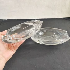 Vintage Cut Faceted Glass Ashtray, Art Deco, MidCentury Modern Table Ashtray 