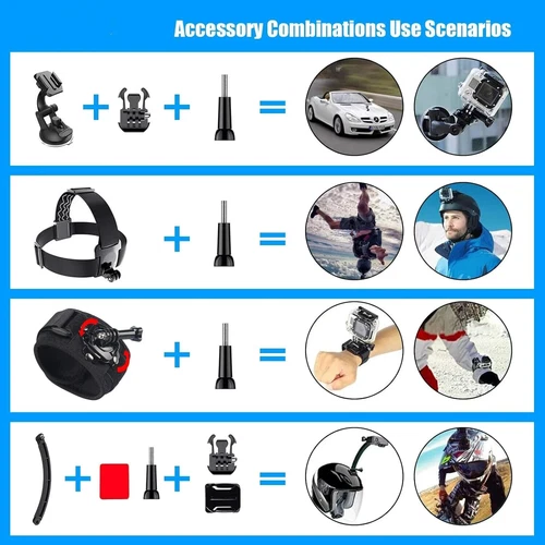 50 In 1 Accessories For Gopro 13 12 11 10 9 8 7 6 Bundle Chest Head Mount Biking - Picture 5 of 14