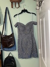 Camille La Vie silver  blue tie back dress new with tags size 4