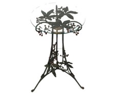 Wrough Iron Table Grapes Cast Iron Gorgeous Art Deco Side Table Pedestal Beveled