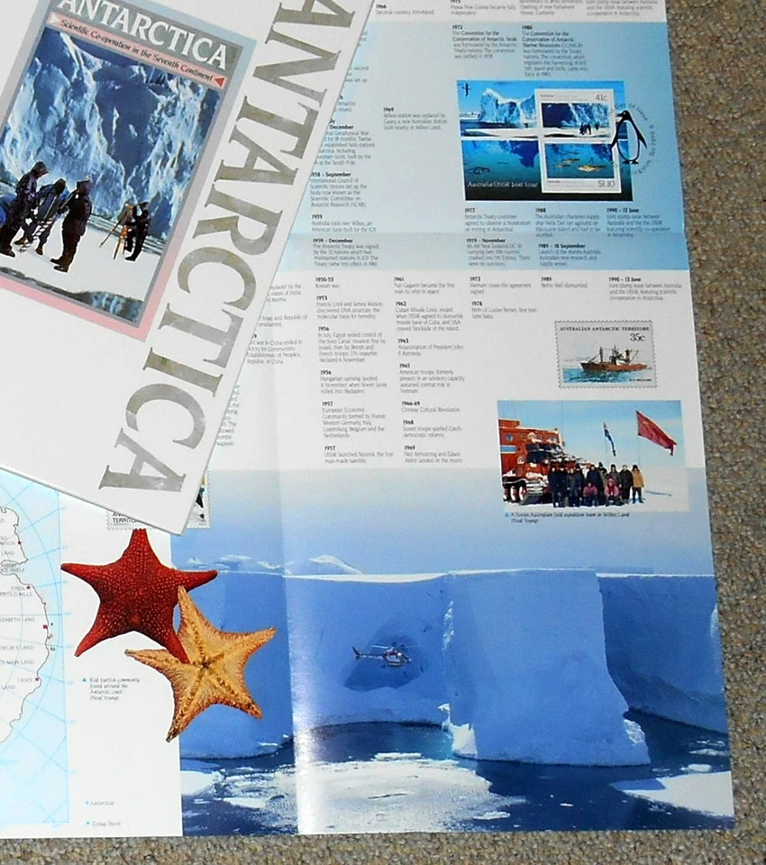 Antártida Australia y Rusia SG 1261-1262 1990 mapa, libro, sellos como nuevos Foto 4 de 4