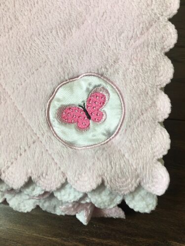 Child Of Mine Carter’s Pink Baby Blanket Butterfly Girl Quilted Diamond Scallop - Picture 1 of 8