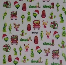 Grinch Christmas Nail Art Stickers 