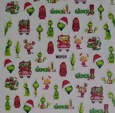 Grinch Christmas Nail Art Stickers 