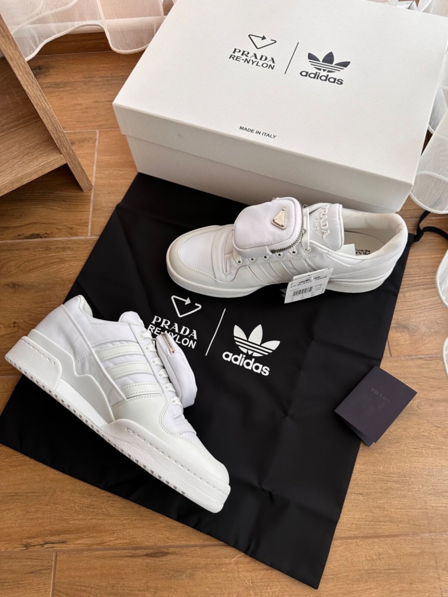 Prada x Adidas Re-Nylon Forum Low White Sneakers | eBay Prada x Adidas Re-Nylon Forum Low White Sneakers | eBay