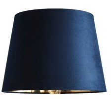 Navy Blue Velvet and Gold Inner Modern Easy Fit Tapered Drum Lampshade