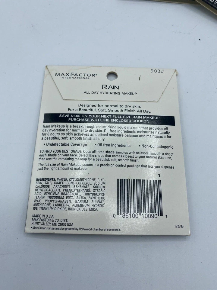 3 Lot Max Factor Rain All Day Hydrating Makeup Shade Sampler Normal To Dry Skin - Image 4 of 4