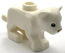 Lego New White Lion Baby Cub with Black Eyes White Muzzle Animal