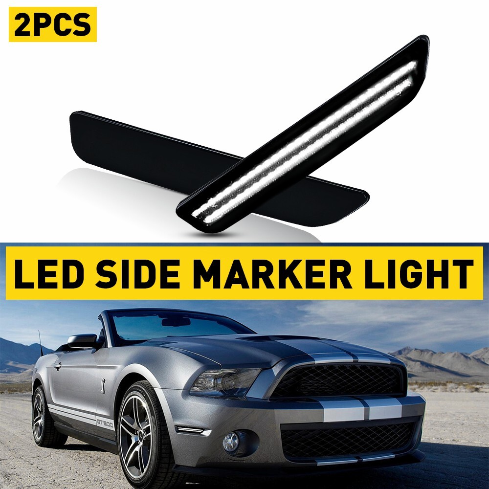 Smoked LED Bumper Side Marker Lights for 2010-2014 Ford Mustang