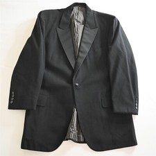 Vtg Oxxford Clothes 44S Long Black Peak Lapel Grosgrain Tuxedo Smoking Jacket