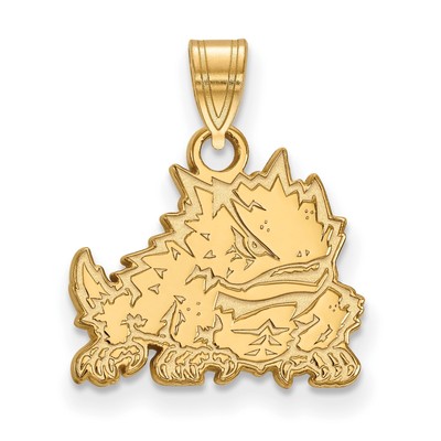 14k Yellow Gold Texas Christian University Horned Frogs School Mascot Pendant