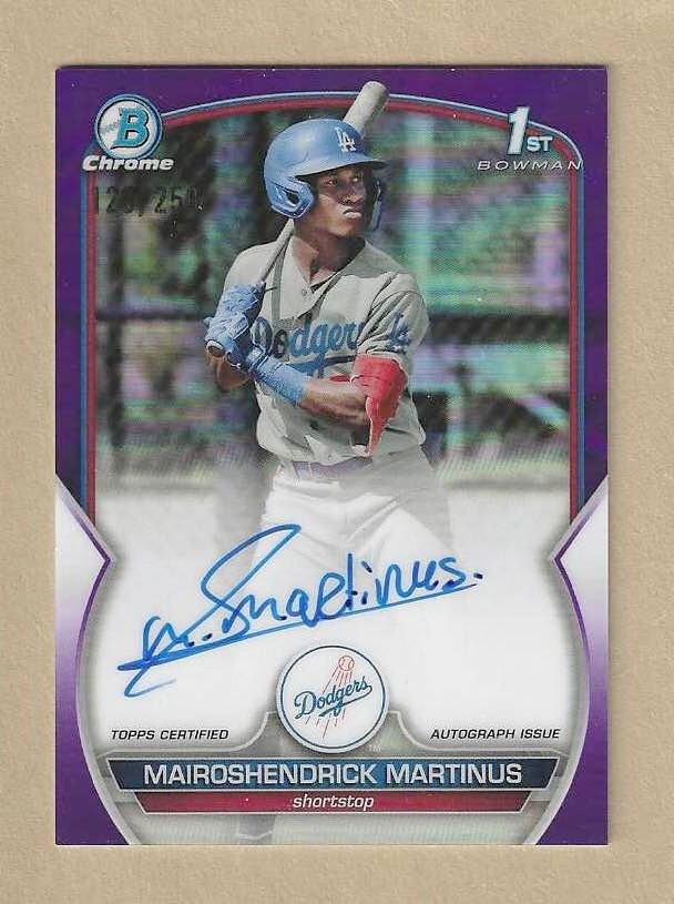 2023 Bowman 1st Mairoshendrick Martinus Chrome Prospect Auto PURPLE /250 RC