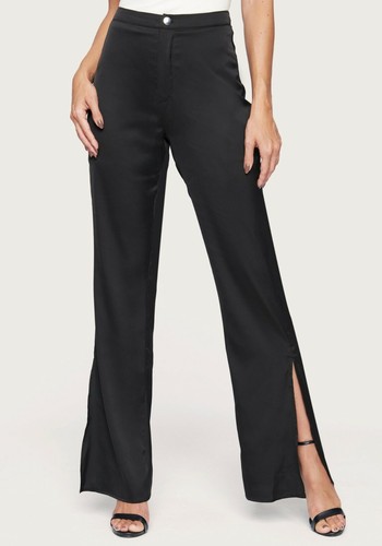 Bebe Pants Trousers Slit Wide Leg Satin 