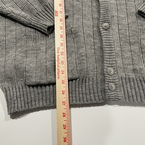 Puritan Vtg Grandpacore GrayCardigan V-Neck Sweater Size L Big Pockets & Buttons - Picture 4 of 12
