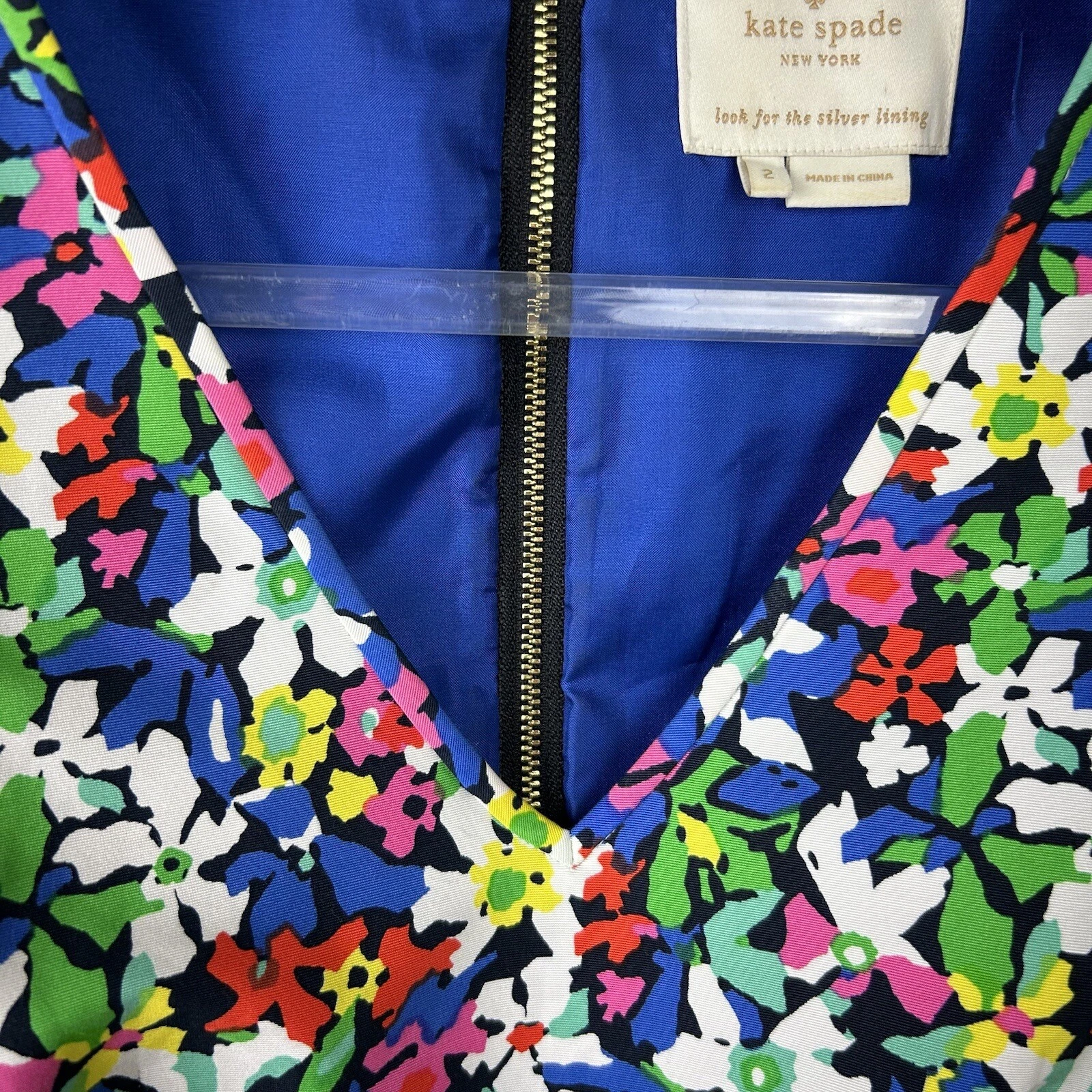 Abito in guaina floreale Kate Spade Mira in piena fioritura multicolore blu brillante seta 2