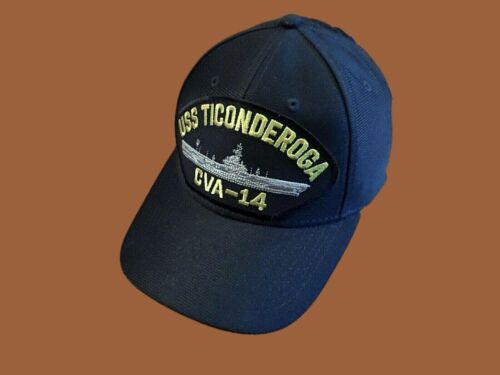 USS TICONDEROGA CVA-14 U.S NAVY SHIP HAT OFFICIAL U.S MILITARY BALL CAP USA MADE - Picture 1 of 11