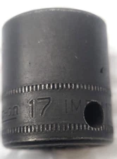 SNAP ON IMFM17, 3/8" DRIVE, 17MM. IMPACT SOCKET, SHALLOW, 6 POINT.