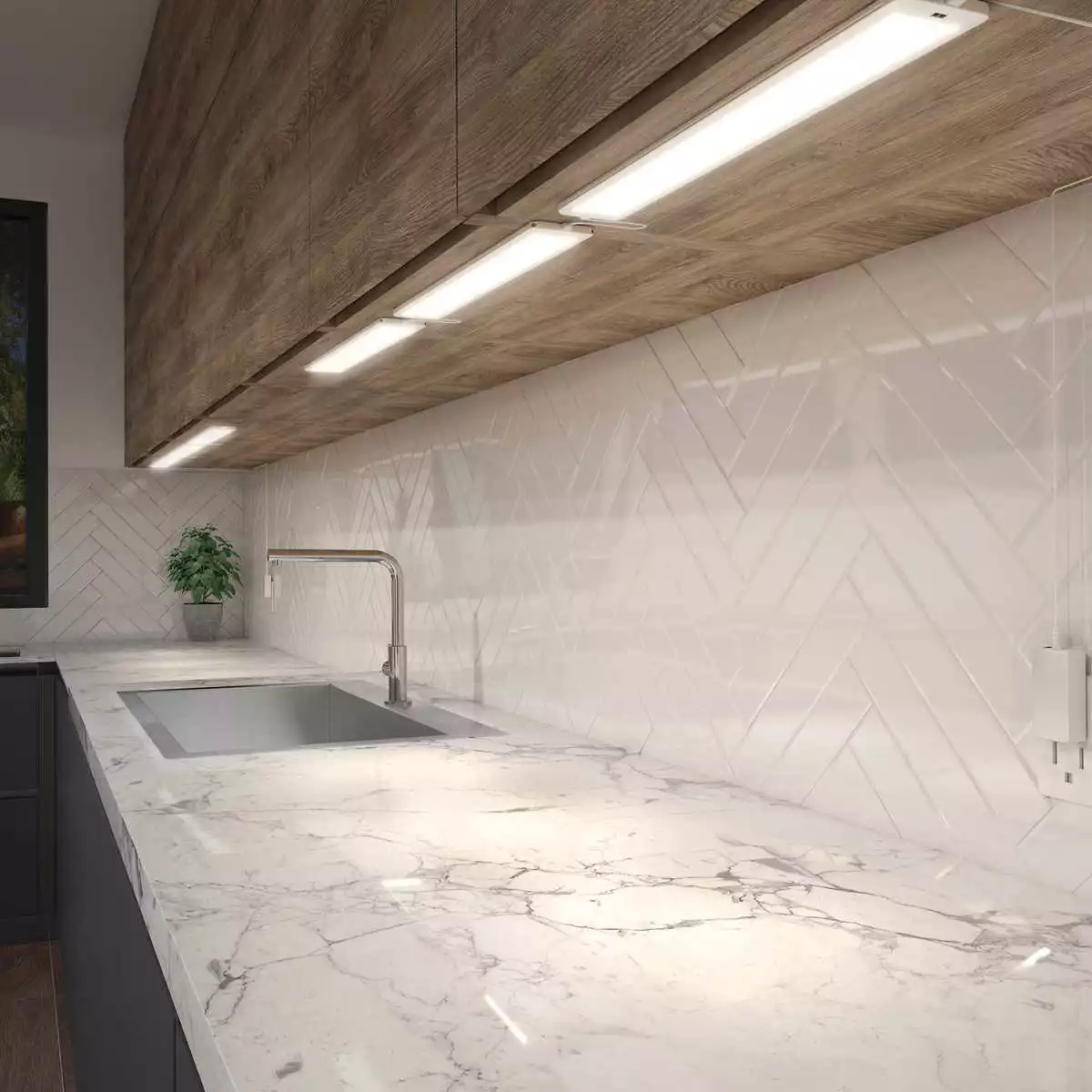 Artika Stream Linkable LED Under Cabinet 3 Light Thin Panel Set w