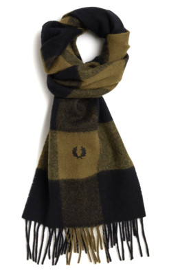 Fred Perry Lambswool Black/Green Scarf #C2140 - MSRP $100.00 -65% OFF - NWT