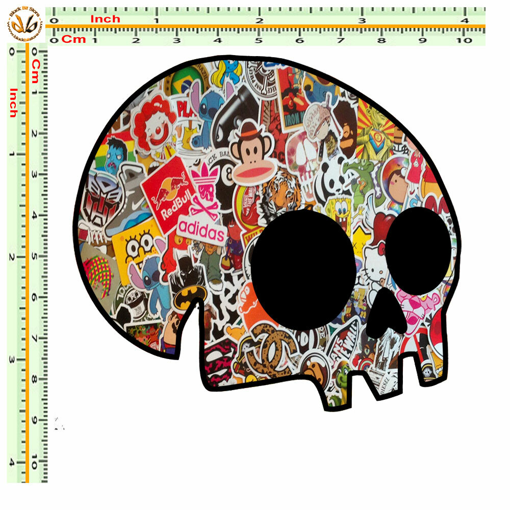 50 Adesivi Mini Teschio Colorato Matti - Stickerbomb Horror Per Personalizzare